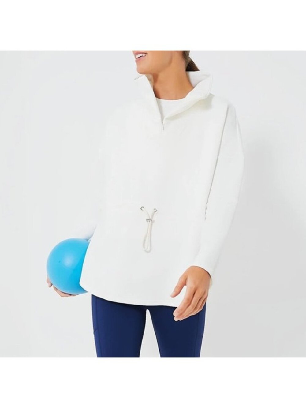 Tuckernuck Sport White Cinched Waist Natalie Quarter Zip Pullover size XXL 2XL